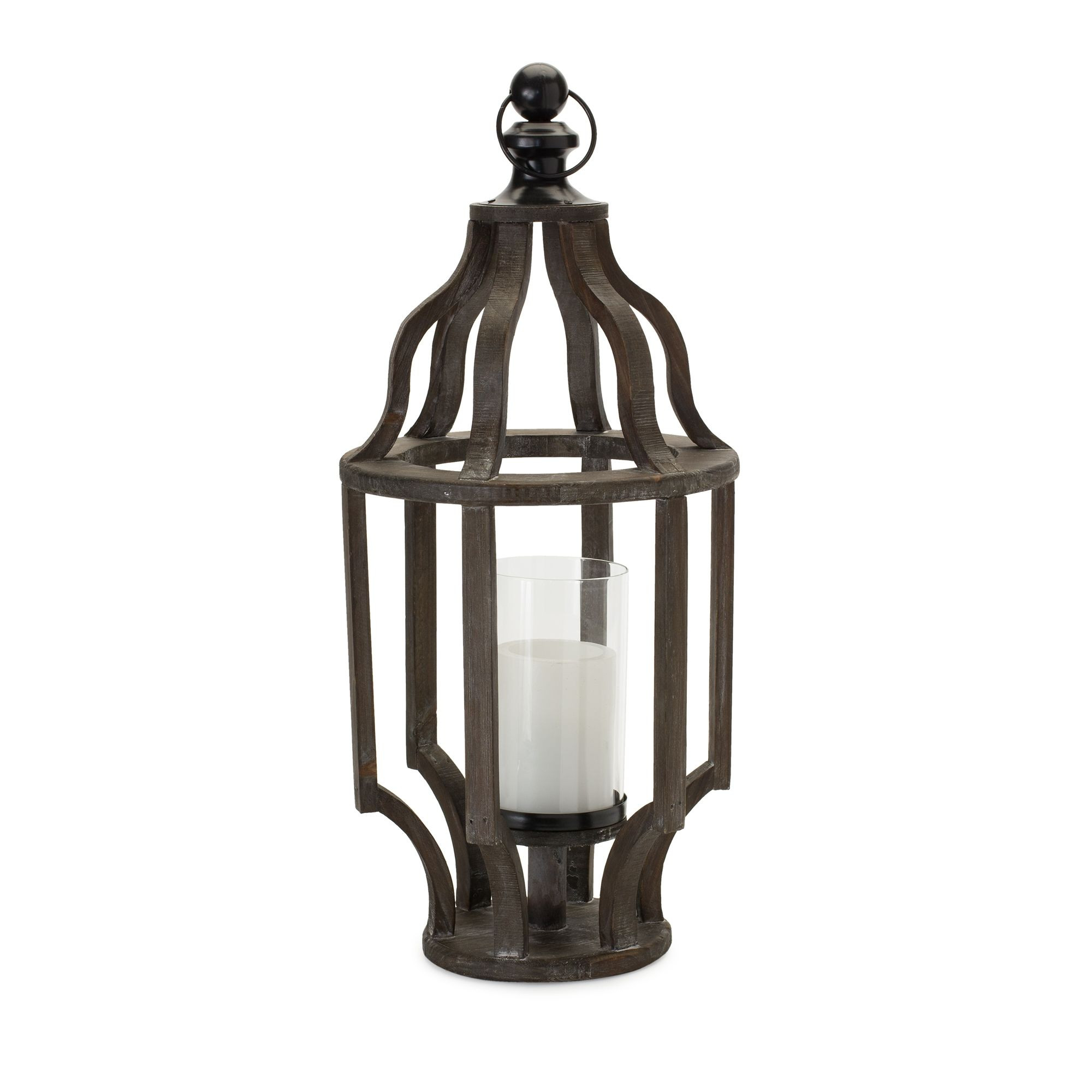 22.25" Bronze & Clear Open Lantern Pillar Candle Holder Christmas Central