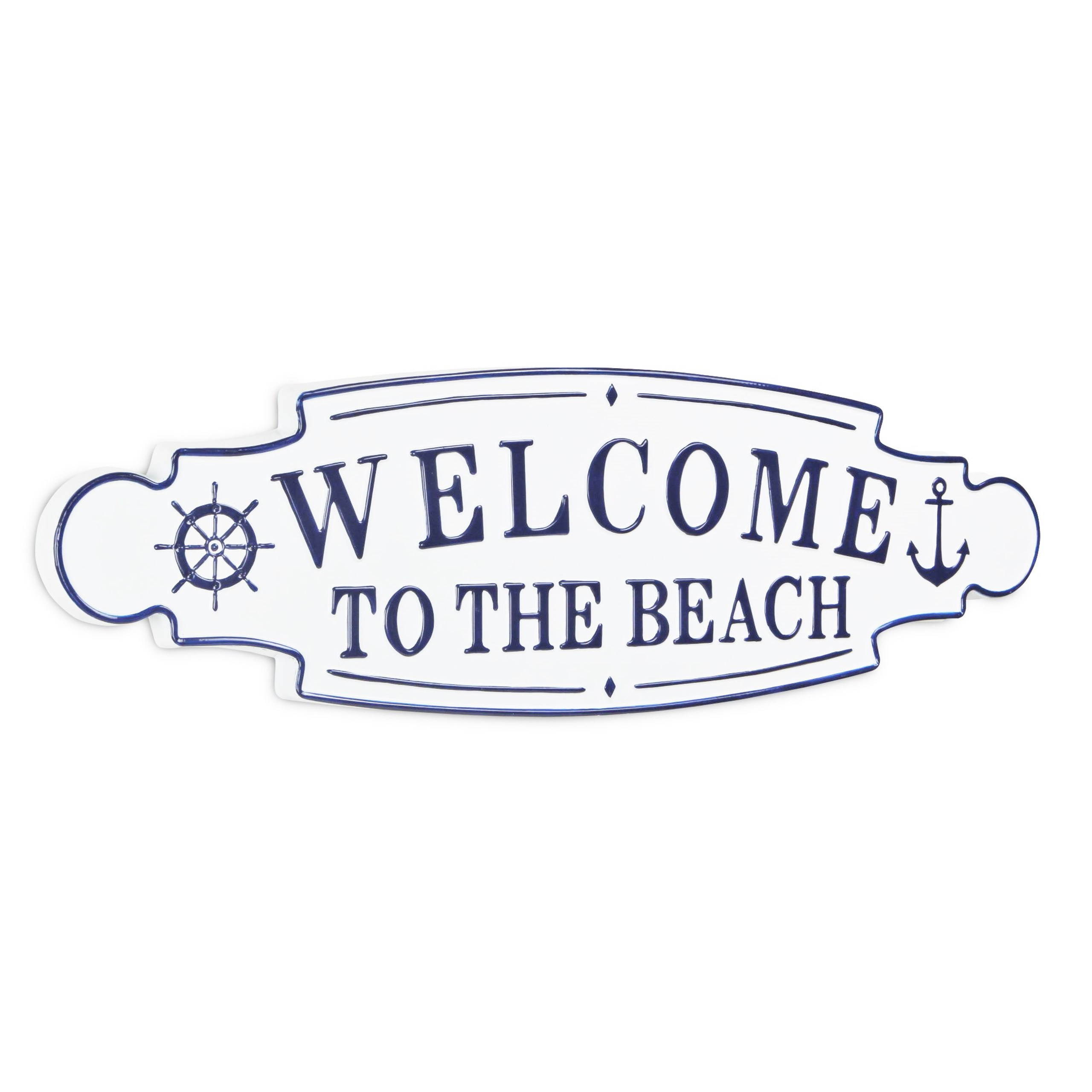 36" White & Blue WELCOME TO THE BEACH Wall Sign | Christmas Central