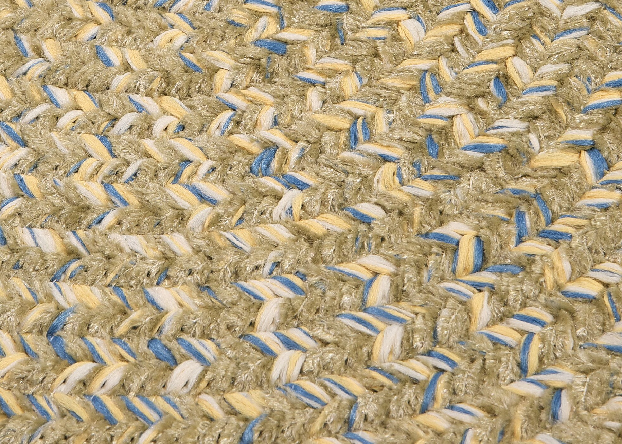 6' Celery Green & Blue Round Handmade Braided Area Throw Rug ...