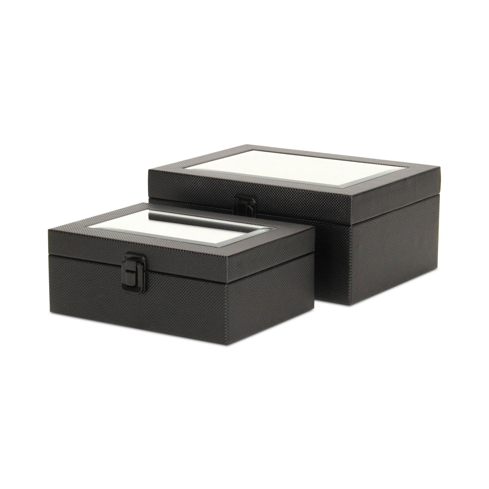 Lidded Storage Box with Black and White Checkered Pattern
