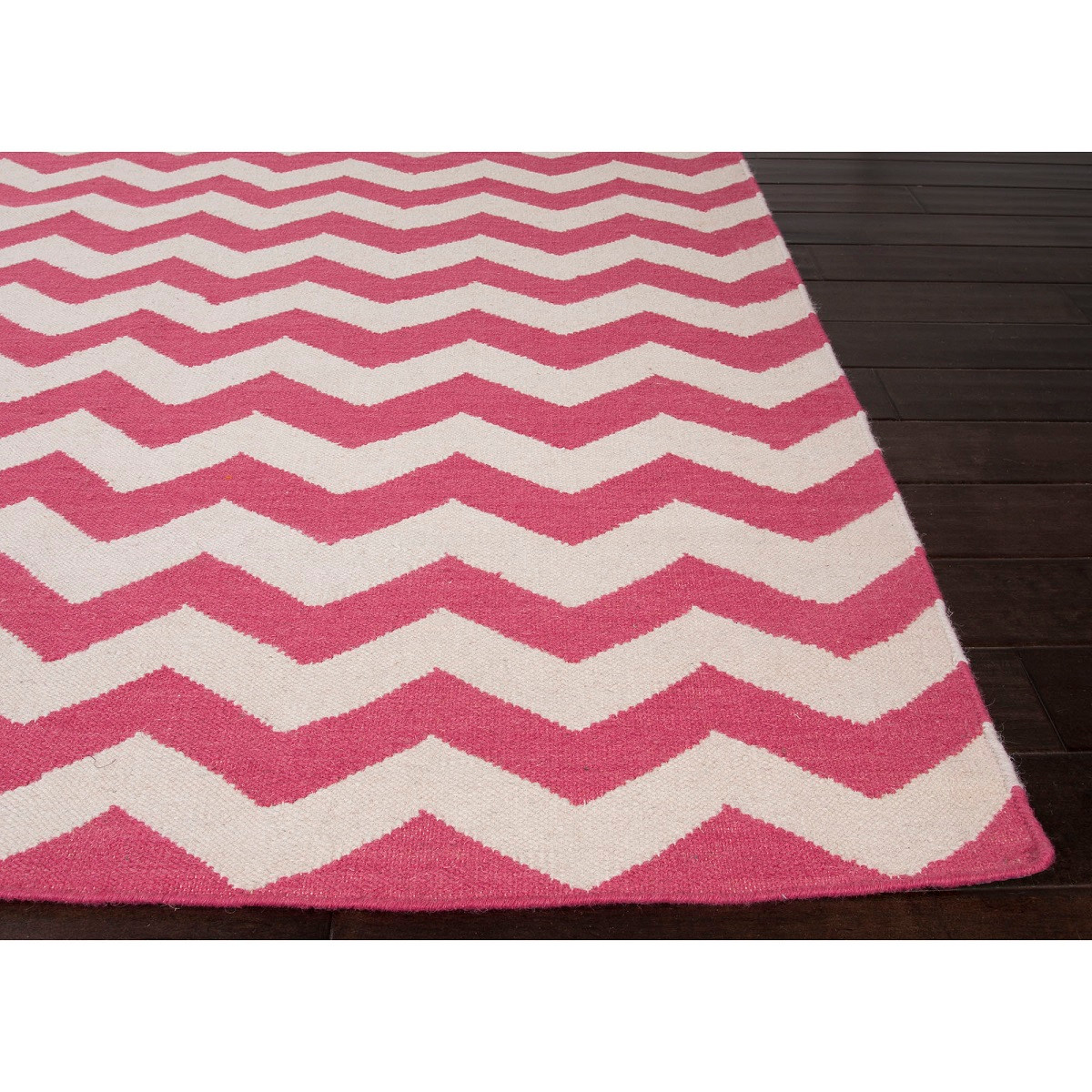 5' x 8' Strawberry Pink & Daisy White Lola Flat Weave Wool Area Throw ...