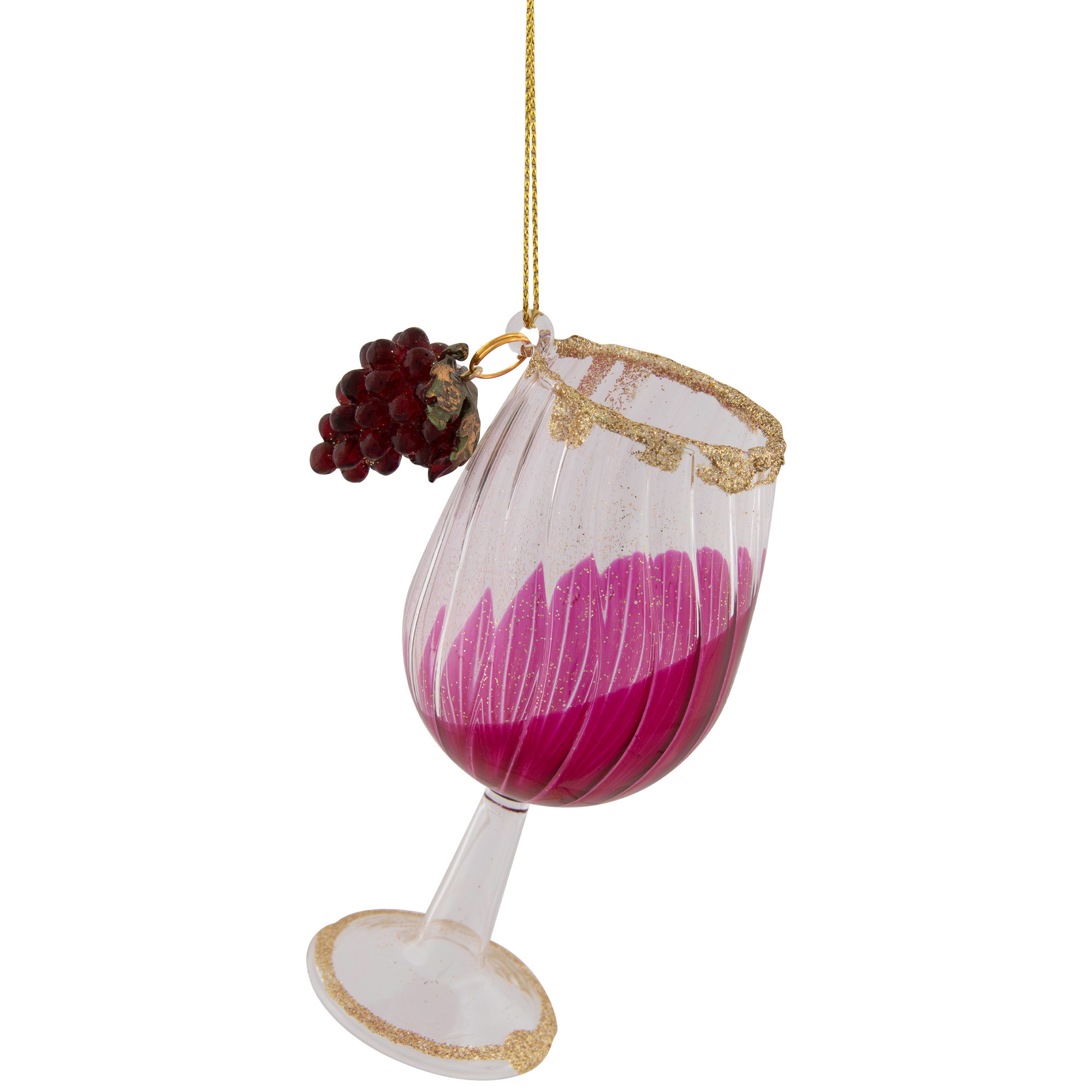 4.25" Red & Clear Glittered Wine Glass Christmas Ornament Christmas