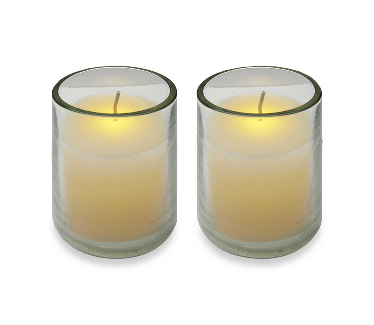 Pack of 2 Cream Battery Operated Flameless LED Flickering Wax Votive