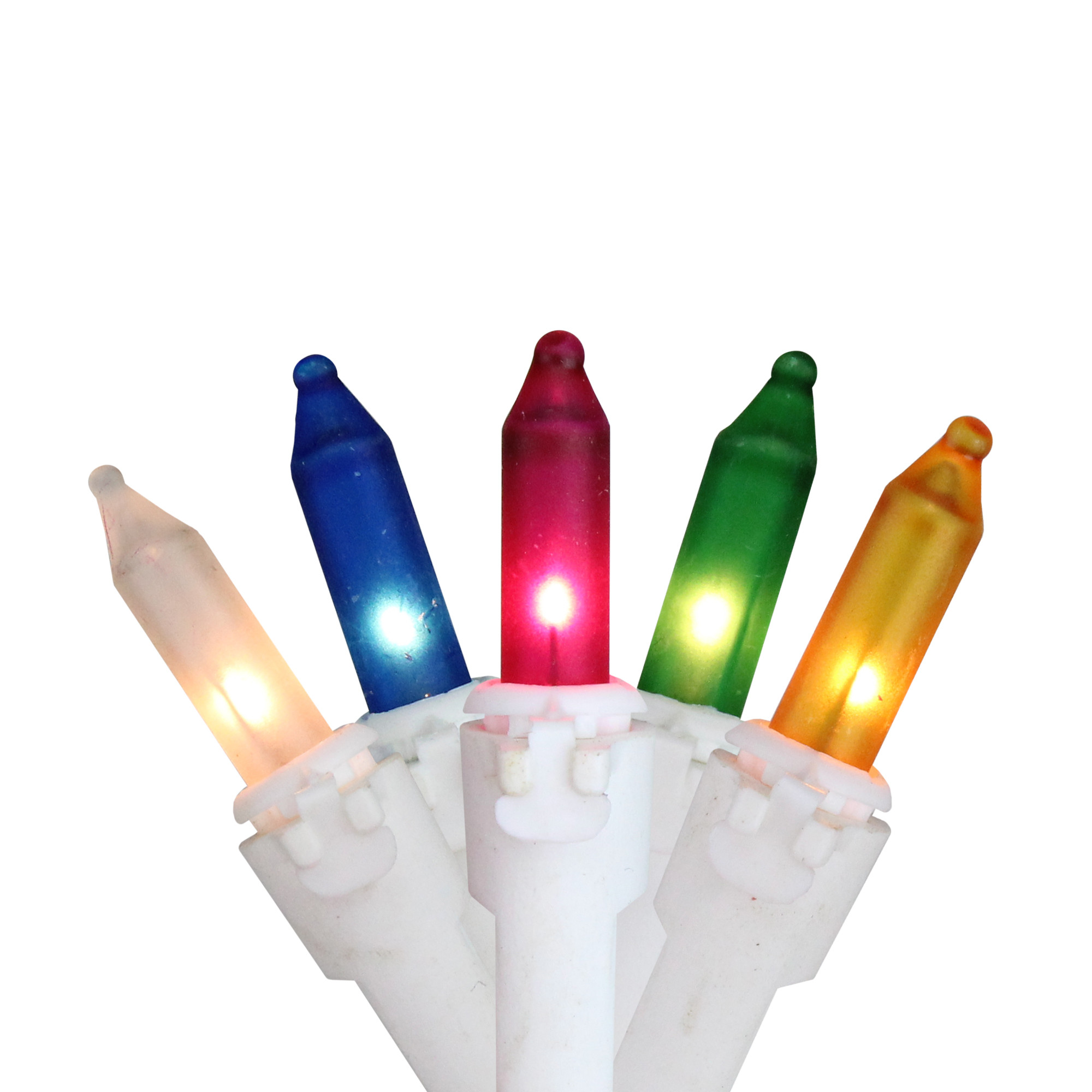 50Count MultiColor Frosted Mini Christmas Light Set, 16ft White Wire