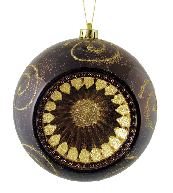 Chocolate Brown Retro Reflector Shatterproof 2Finish Christmas Ball