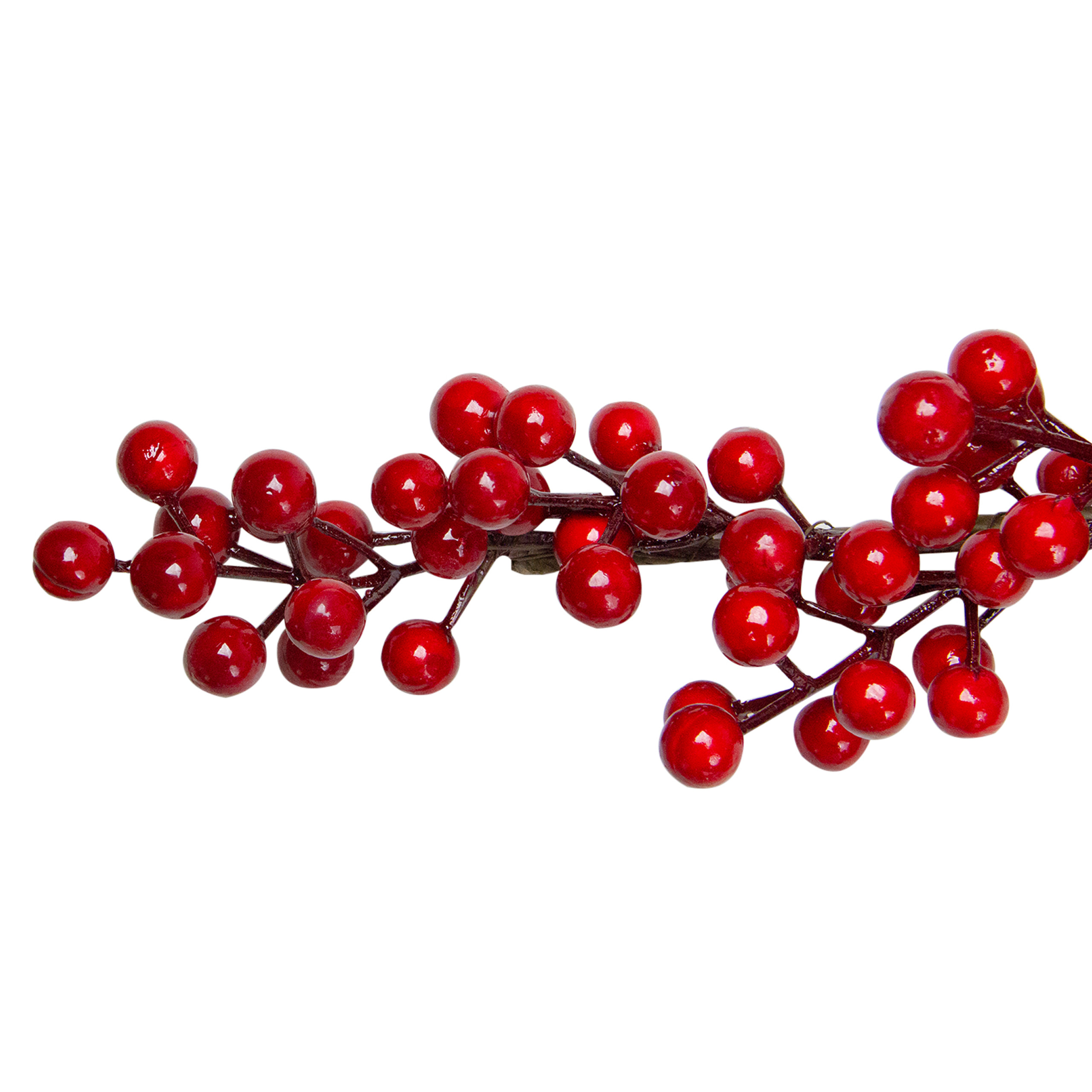 5 Shiny Red Berries Artificial Twig Christmas Garland Unlit Christmas Central