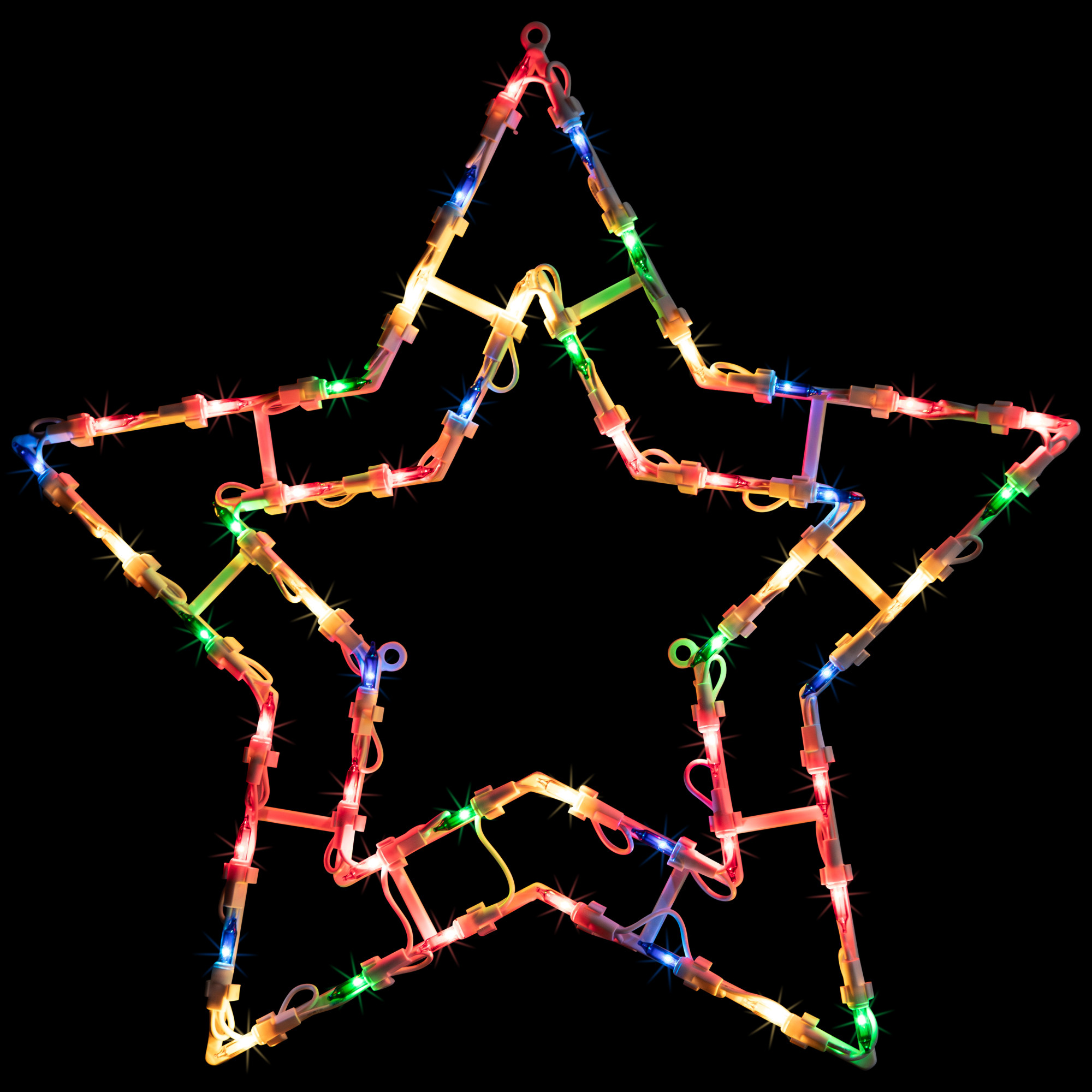16" MultiColor Lighted Star Christmas Window Silhouette Decoration