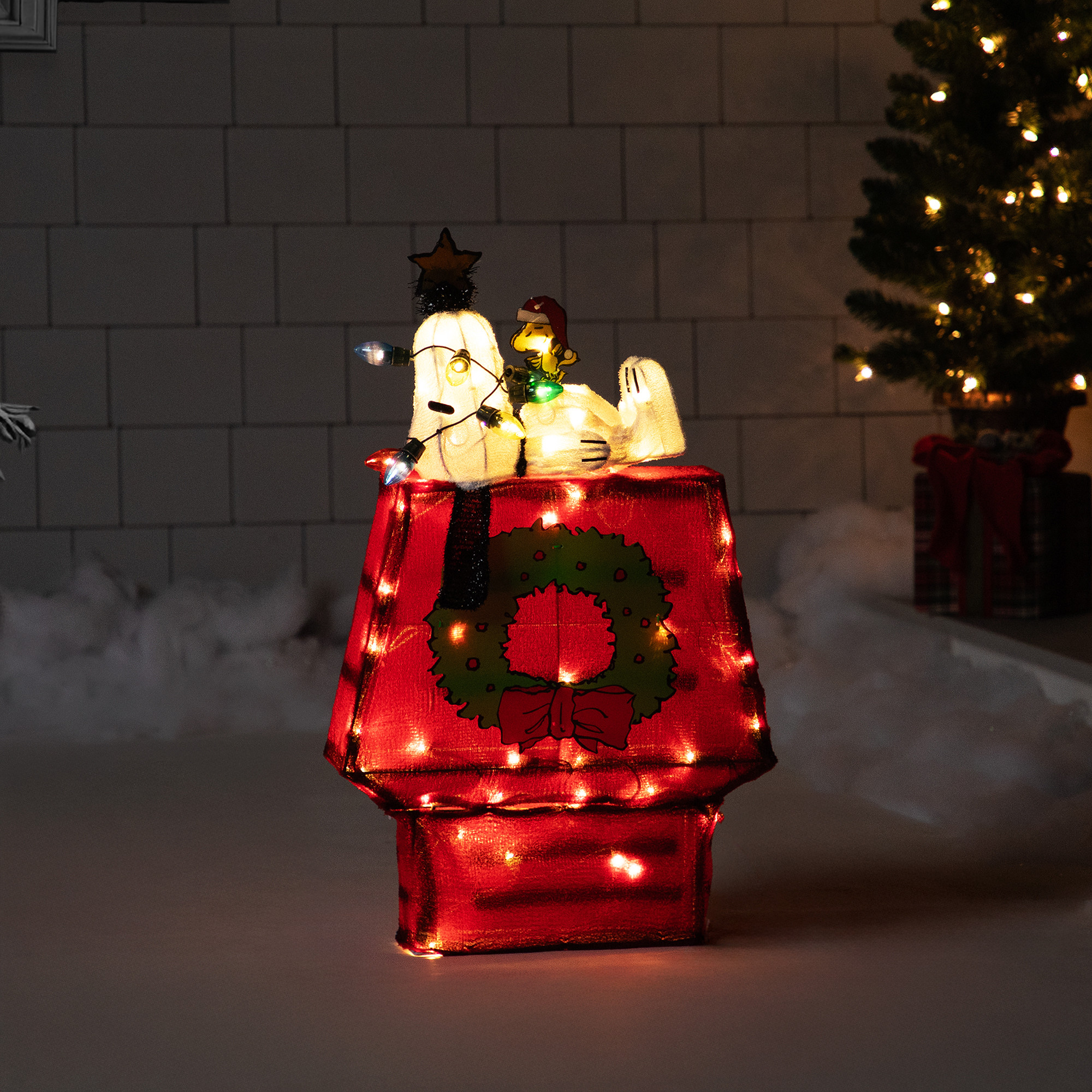 18" Lighted Snoopy on Dog House Outdoor Christmas Yard Decoration Christmas Central
