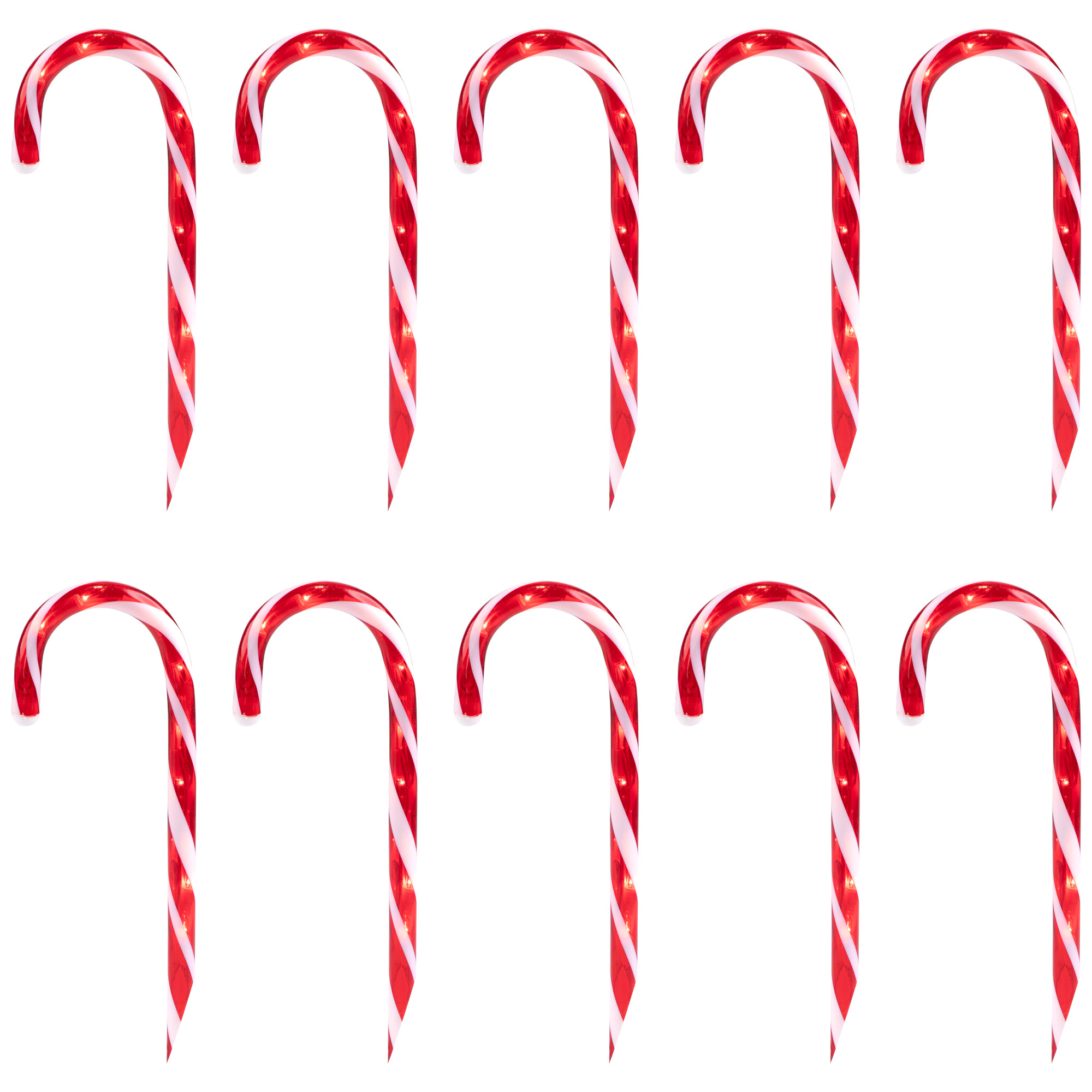 Set of 10 Lighted Outdoor Candy Cane Christmas Pathway Markers 12