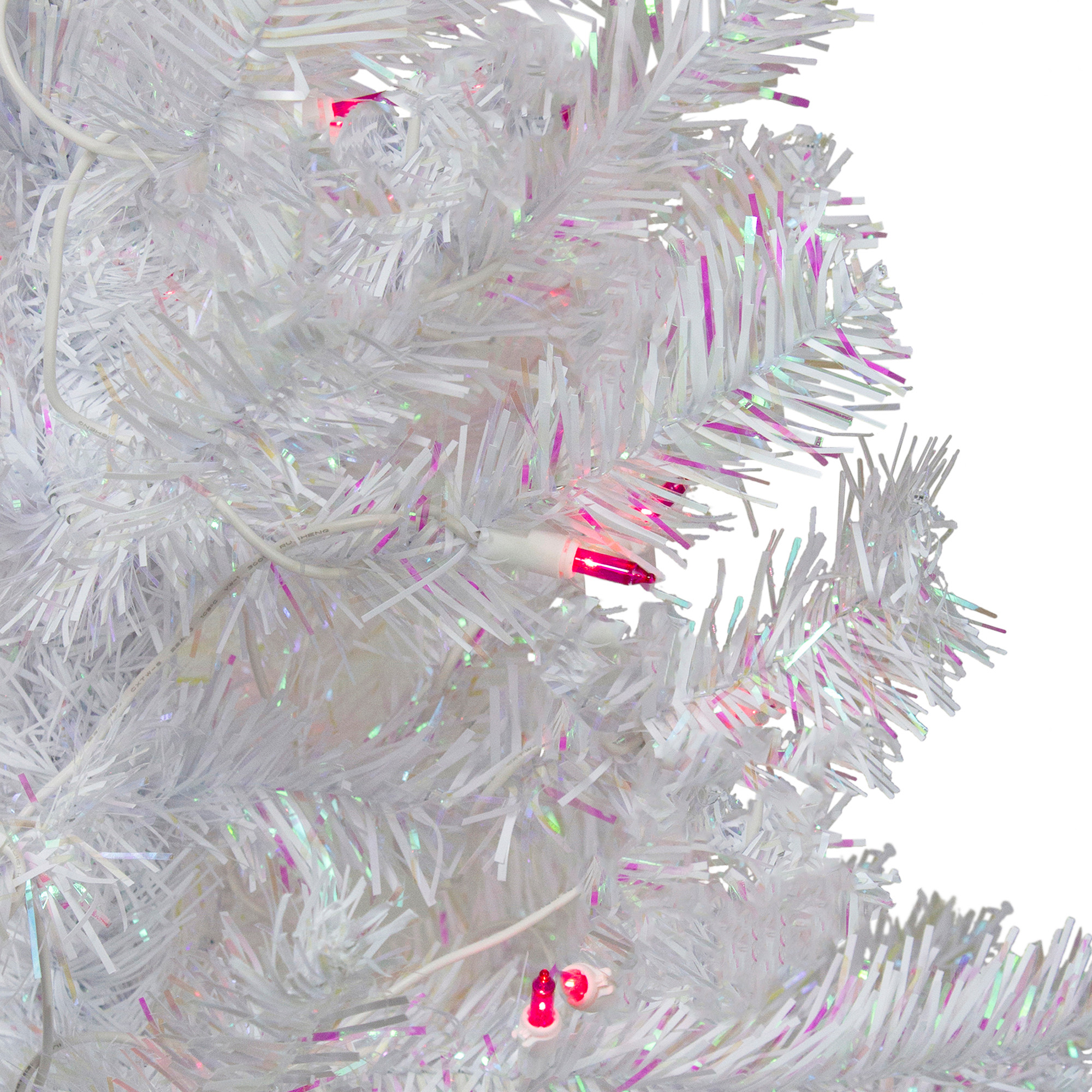 4' Prelit White Iridescent Pine Artificial Christmas Tree Pink