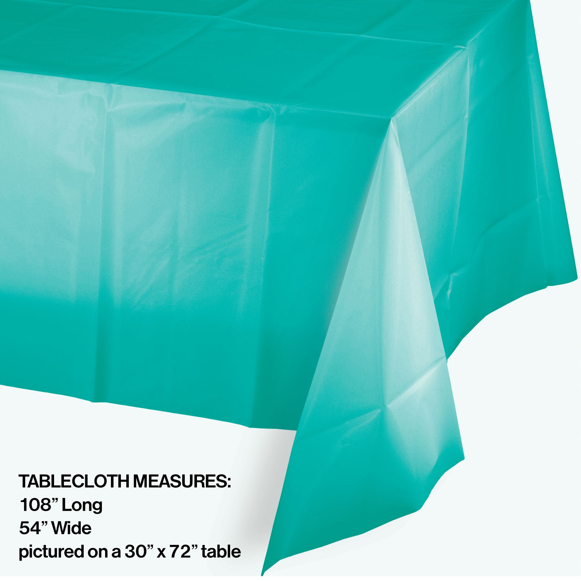 Club Pack of 12 Teal Blue Solid Rectangular Disposable Plastic Banquet