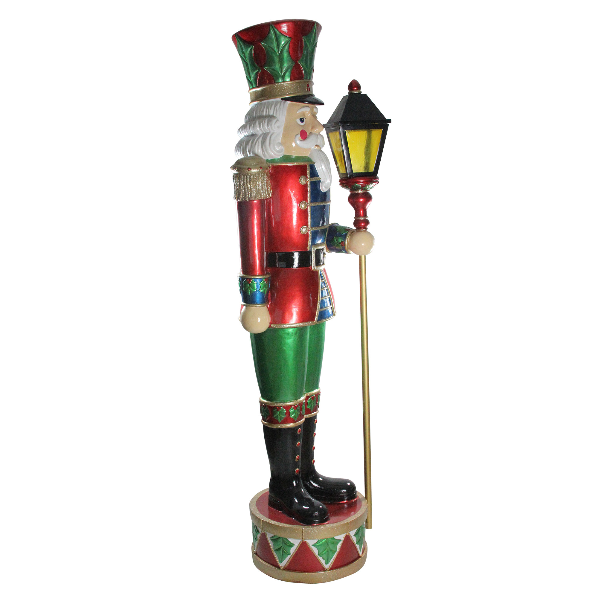 6' Red & Green Commercial Christmas Nutcracker Holding Street Lamp