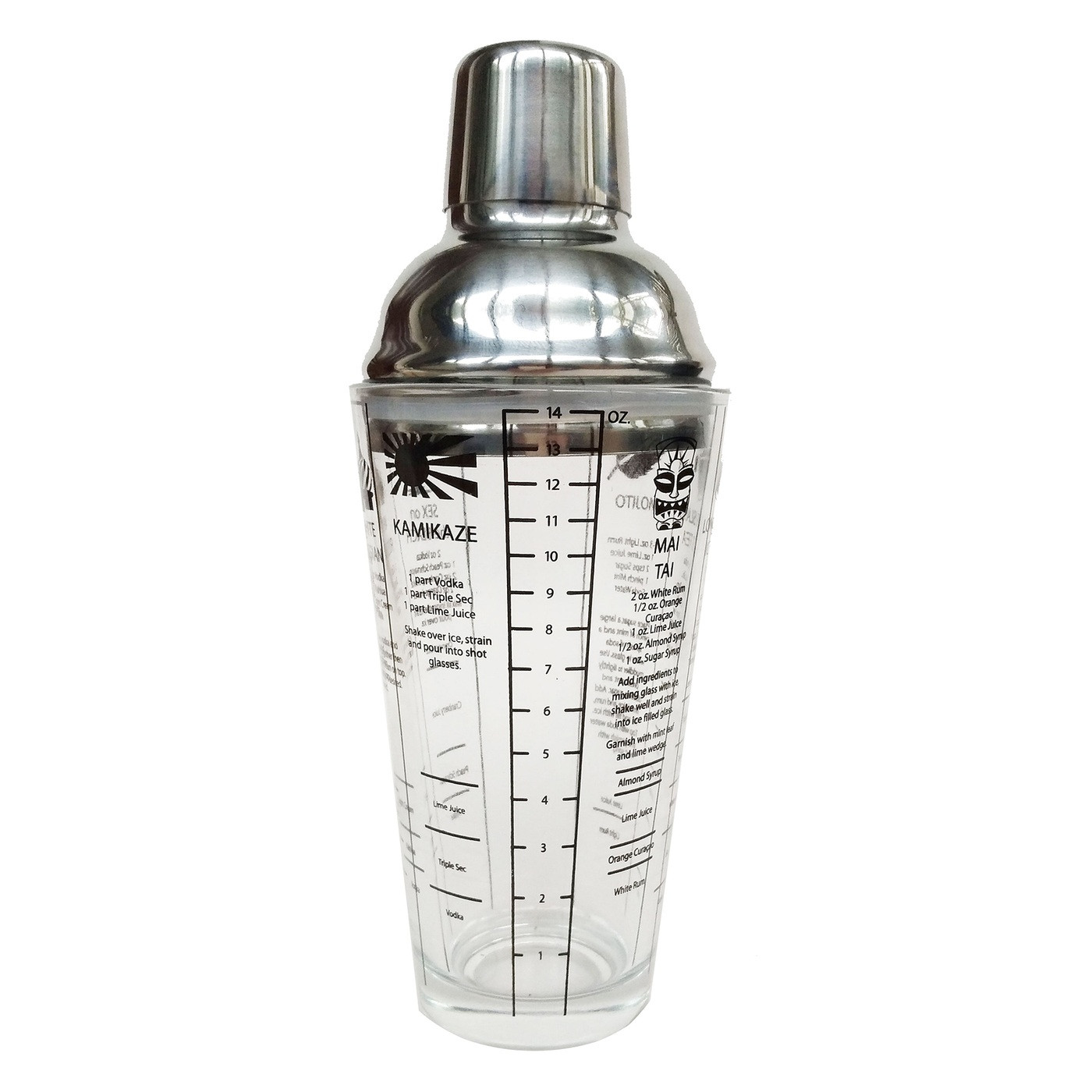 7.25” Clear Glass Cocktail Shaker with Strainer & Lid Top Christmas