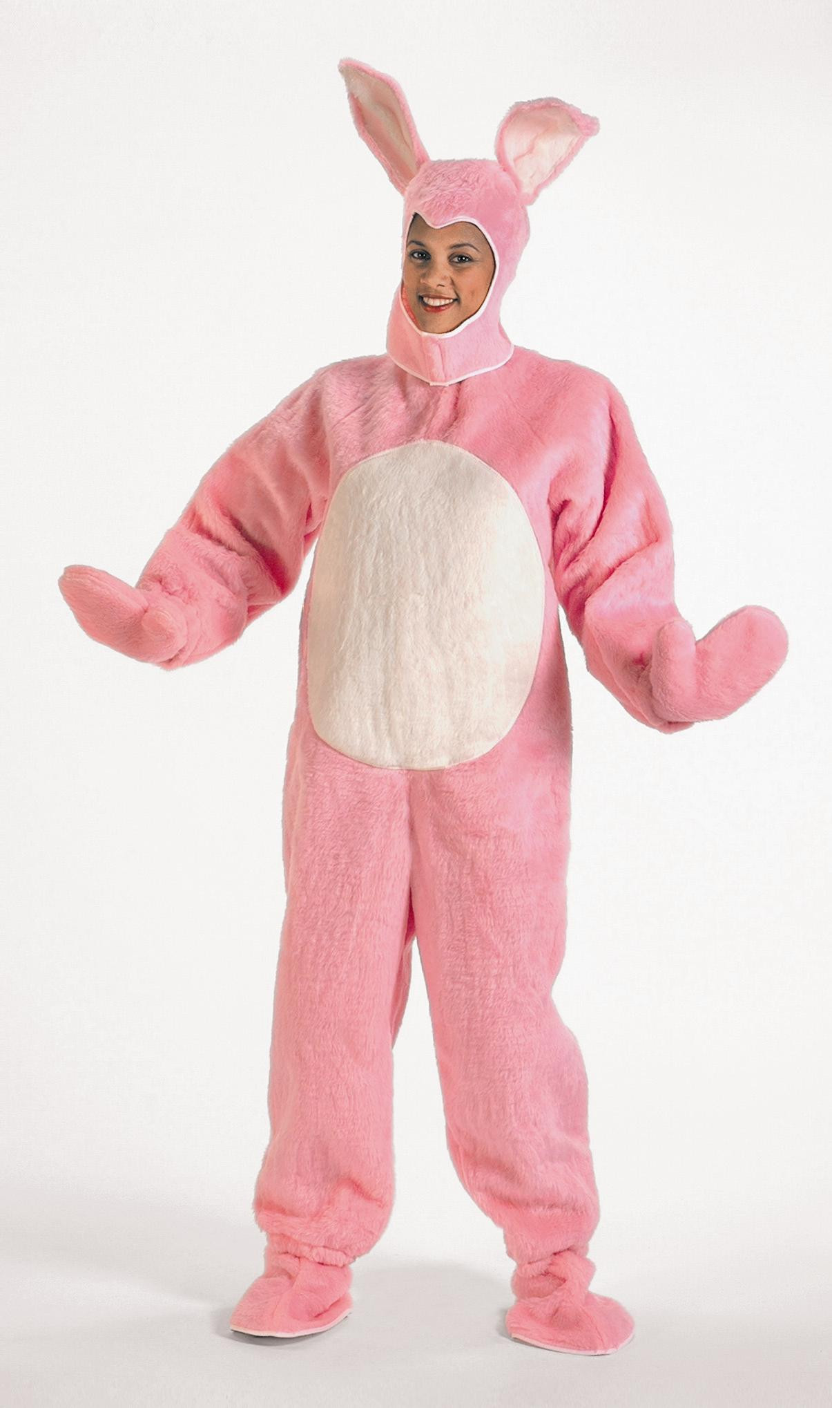 4 Piece Pink Easter Bunny Suit with Open Face Hood Adult Size Large Christmas Central