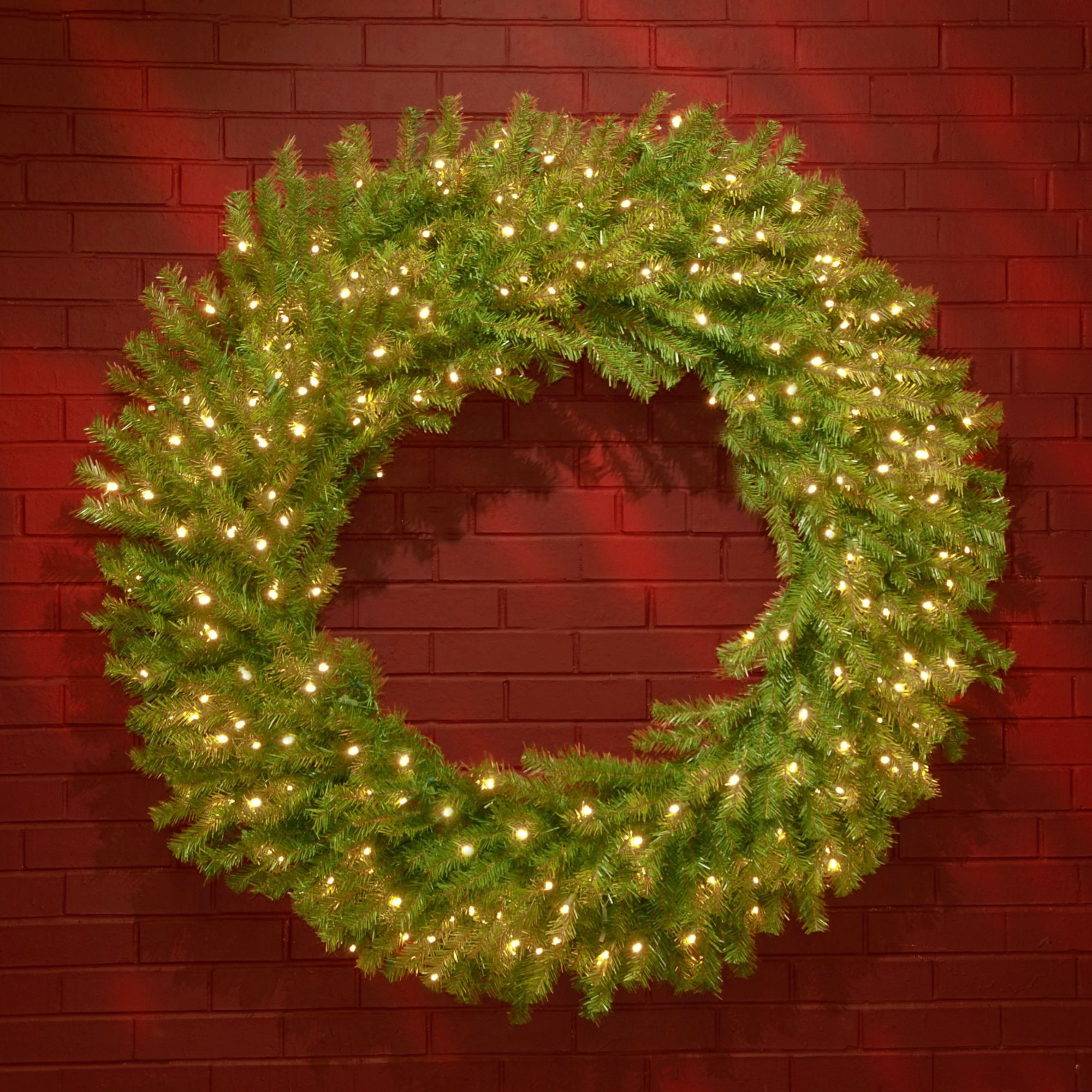 48" PreLit Norwood Fir Artificial Christmas Wreath Warm White LED Lights Christmas Central