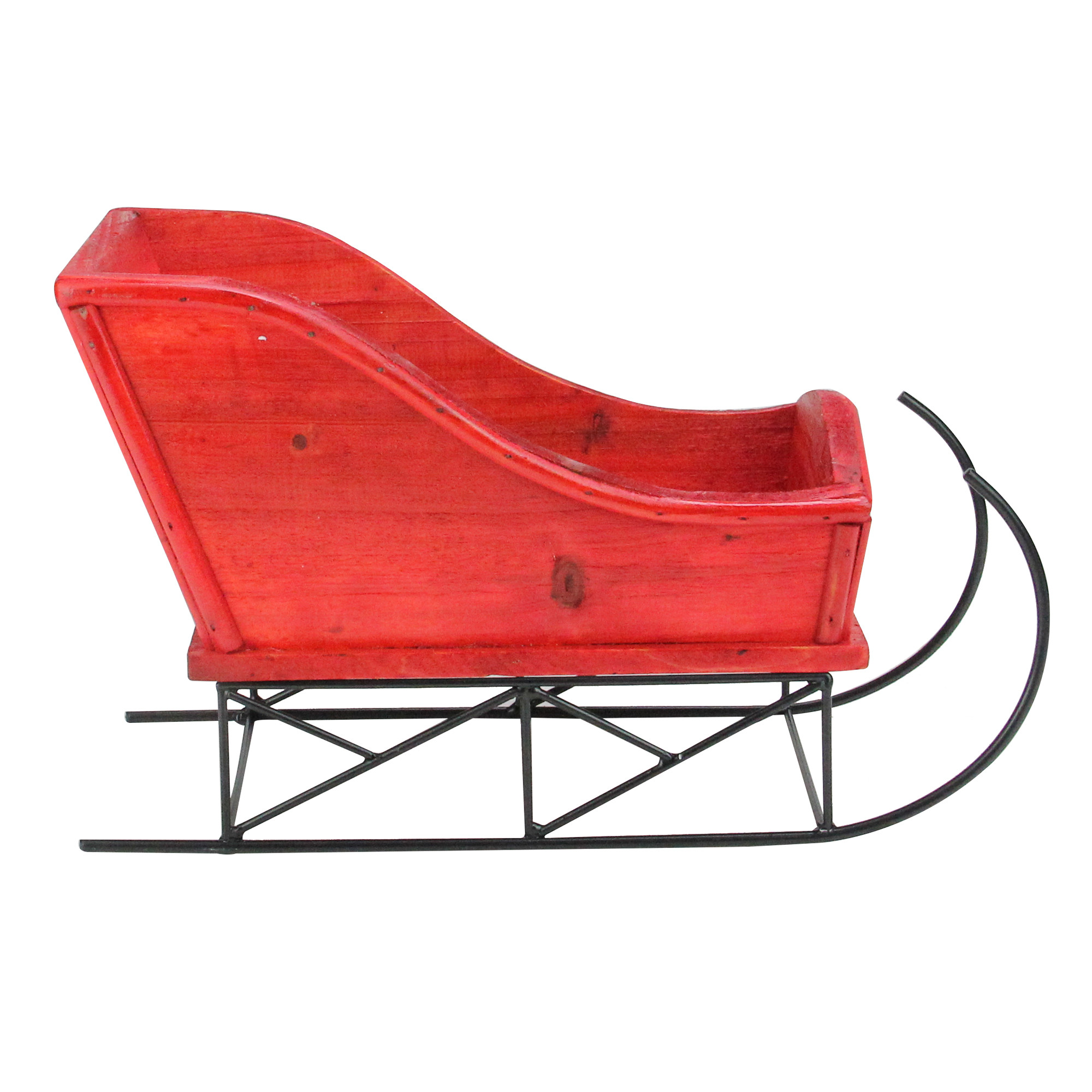 11" Red & Black Weathered Sleigh Table Top Christmas Decoration
