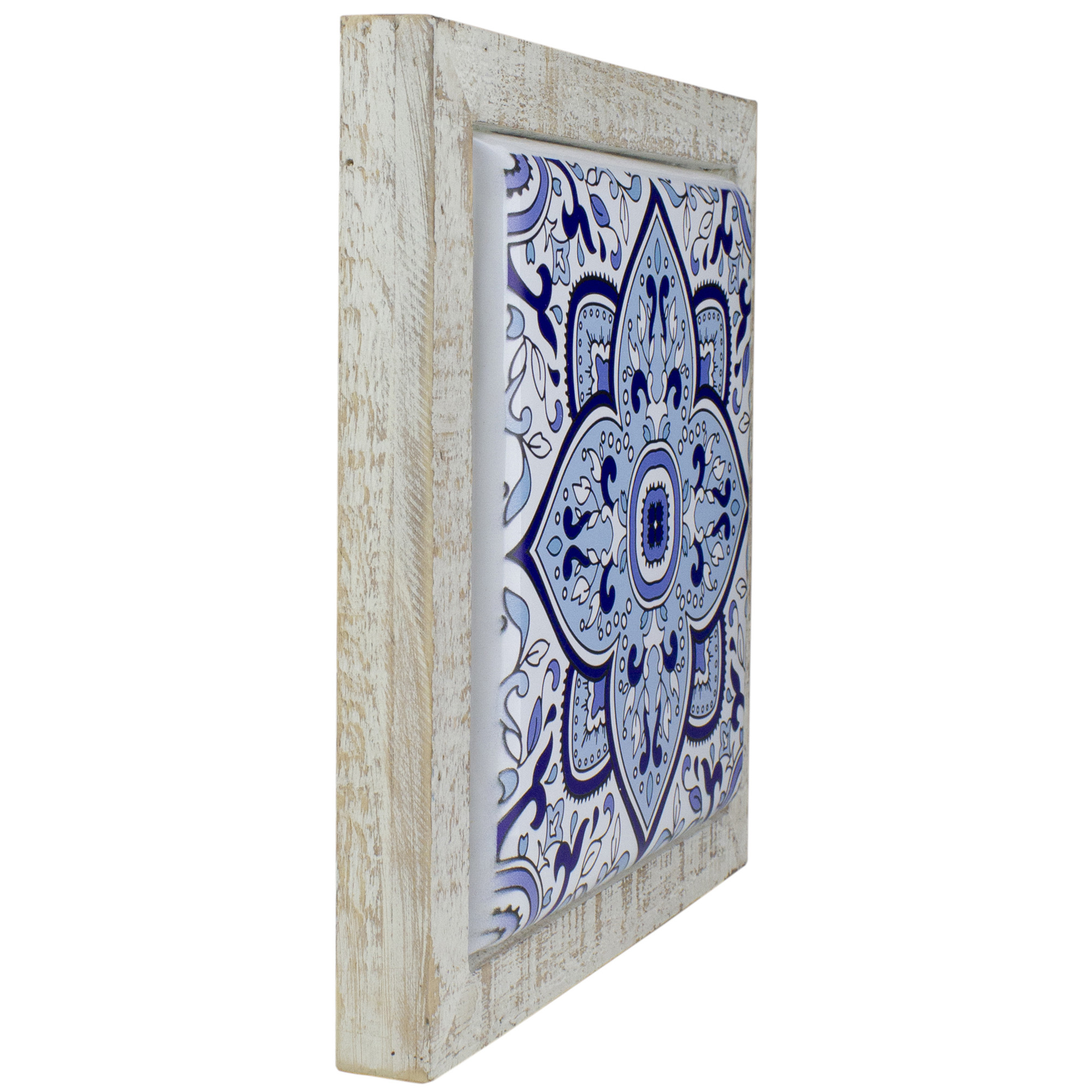 9.75" Blue & White Floral Tile Wall Decor Christmas Central