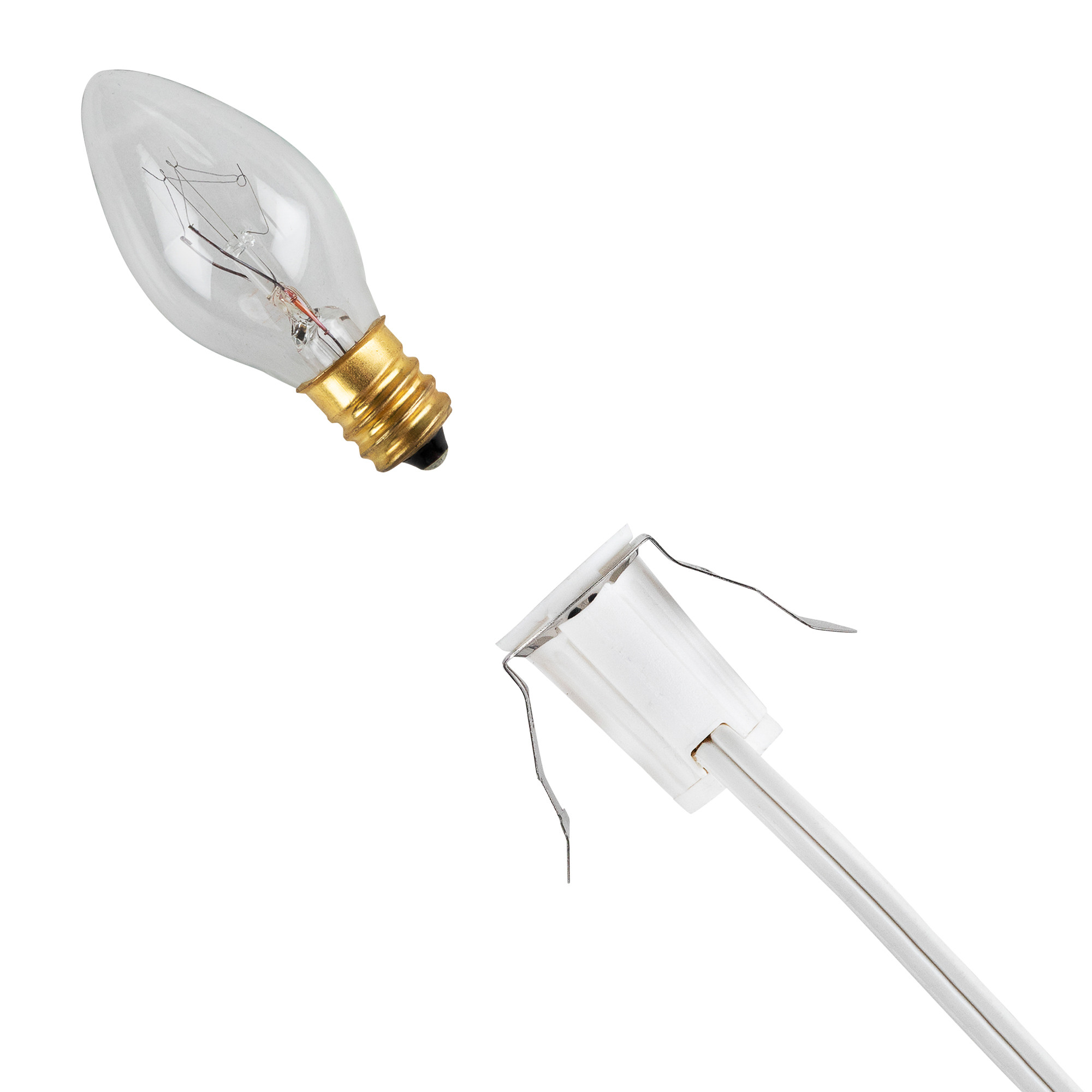 Christmas Village Replacement C7 Single Light Cord, 6' White Wire