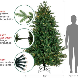 Real Touch™️ Pre-Lit Full Juniper Pine Artificial Christmas Tree - 7.5 ...