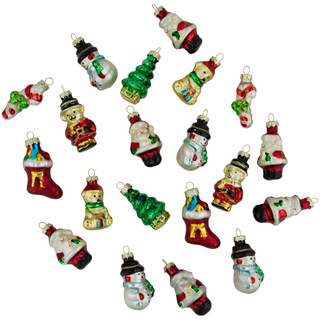 Set of 20 Holiday Figurines Glass Christmas Ornaments 1.75” | Christmas ...