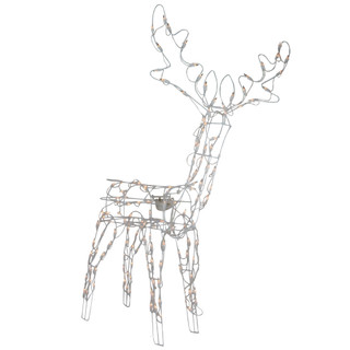 48-Inch Lighted White Standing Reindeer Animated Outdoor Christmas ...