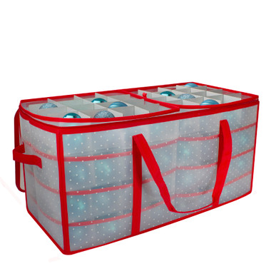 12'' Red and Clear Square Christmas Ornament Storage Bag
