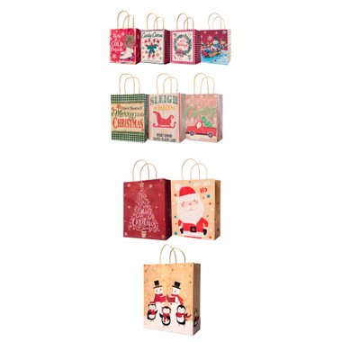  Lindy Bowman Pack of 12 Assorted Medium Christmas Gift Bags  with Handle : Health & Household