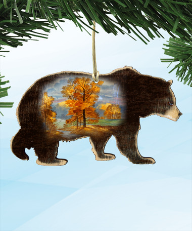 Three-Dimensional Wooden Ornament - Grizzly bear conservation and protection