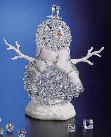 Ice Cube Snowman with Earmuffs Tabletop Christmas Decoration