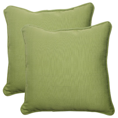 Suede Green Throw Pillows 20x20 w/Piping (Set of 2) by Prestige