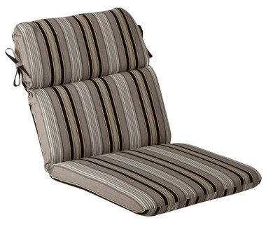 36.5 Red & Brown Tropical Striped Reversible Outdoor Patio Furniture Mid Back  Chair Cushions