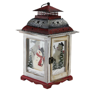 Travelwant Festive Lighted Christmas Lantern with LED Lights, Lit Winter  Scene with Santa Claus with Xmas List, Tree and Snow, Best Rustic Holiday  Lanterns Decor for Cabin, Fireplace 