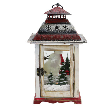 Travelwant Festive Lighted Christmas Lantern with LED Lights, Lit Winter  Scene with Santa Claus with Xmas List, Tree and Snow, Best Rustic Holiday  Lanterns Decor for Cabin, Fireplace 