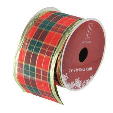 Holiday Home 1.5 Red Plaid Wire Edge Christmas Ribbon, 30 ft