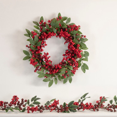 4 Pack Artificial Red Berry Stems - 19.5 Inch Christmas Holly