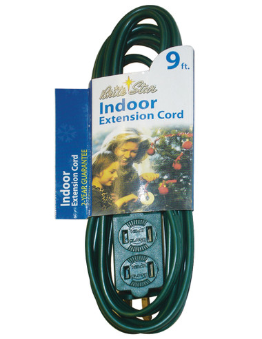 Northlight 9' Green Indoor Power Extension Cord with 3-Outlets and Safety  Lock