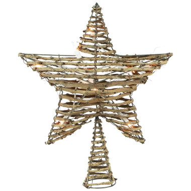 7.5-Inch Beaded Gold Metal Star Christmas Tree Topper Decoration