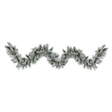 5' x 10 White Berry and Frosted Pine Christmas Garland Unlit