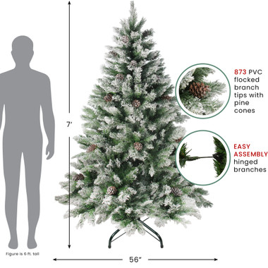 CHRISTOW 5ft Artificial Christmas Tree With Snow Pine Cones & Berries, Luxury Natural Looking Flocked Woodland Spruce, Indoor Xmas Decoration, Easy Assembly With Stand, 339 Tips (skirt Not Included - View #12