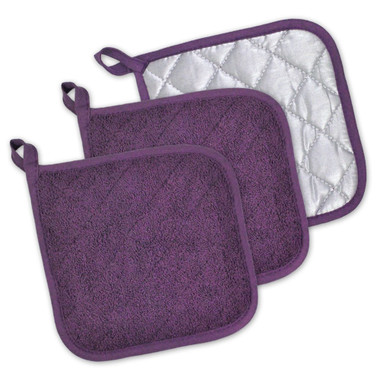 Set of 2 Purple Traditional Terry Oven Mitts 7 x 13