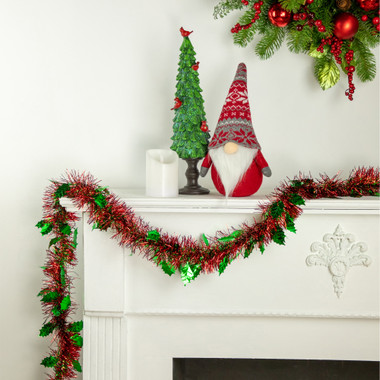 Green Feather Boa Garland with Tinsel Christmas Tree Decoration