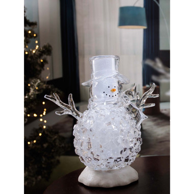 CC Christmas Decor Pack of 2 Icy Crystal Illuminated Christmas Ice Cube Snowman Figures 12.5