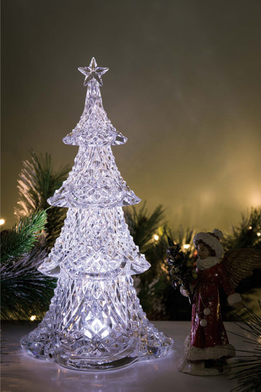 Set of 2 Clear LED Lighted Christmas Decorative Pine Trees 12