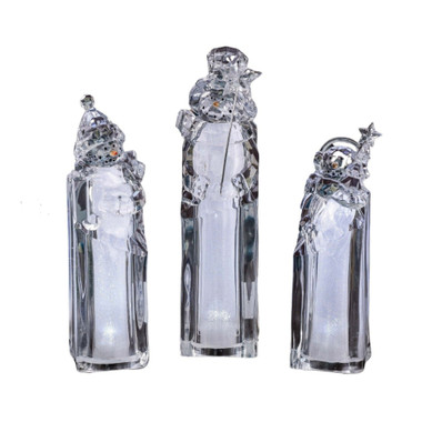 CC Christmas Decor Pack of 2 Icy Crystal Illuminated Christmas Ice Cube Snowman Figures 12.5