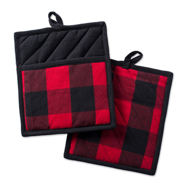 DII Black and White Herringbone Potholder (Set of 2) - Heat