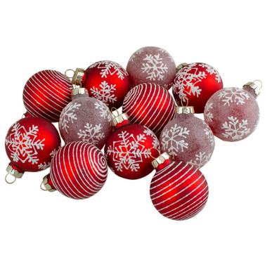 28ct Red Glass Matte Christmas Ball Ornaments 2 (50mm)