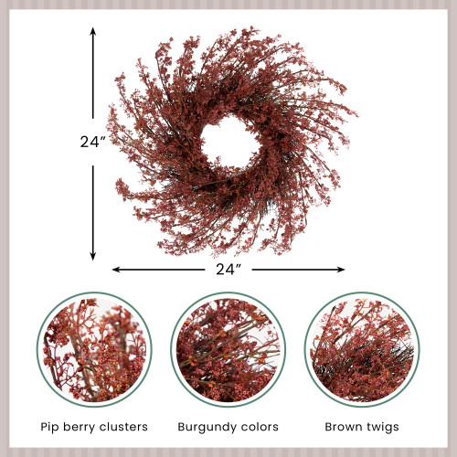 Pip Berry Clusters Artificial Fall Harvest Twig Wreath - 24 ...