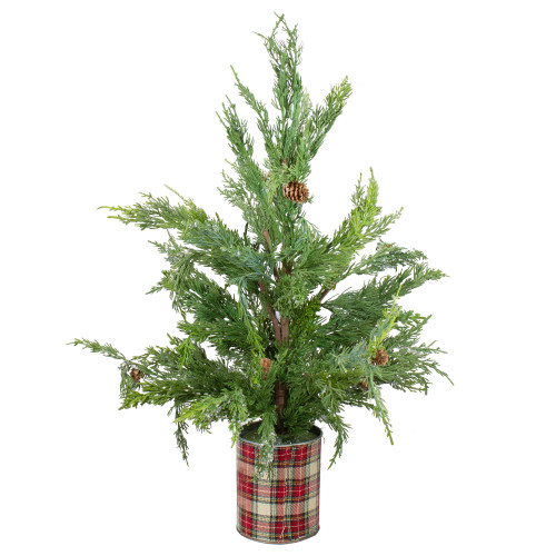 Real Touch™️ Potted Iced Cedar Artificial Christmas Tree - 24" - Unlit - IMAGE 1
