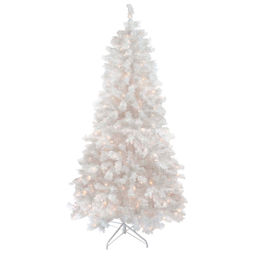 7.5' Pre-Lit Flocked White Spruce Artificial Christmas Tree - Clear Lights - IMAGE 1