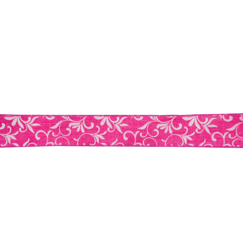 Pink Floral Wired Craft Ribbon 2.5" x 10 Yards - IMAGE 1
